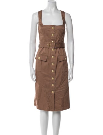 L'Agence Square Neckline Midi Length Dress