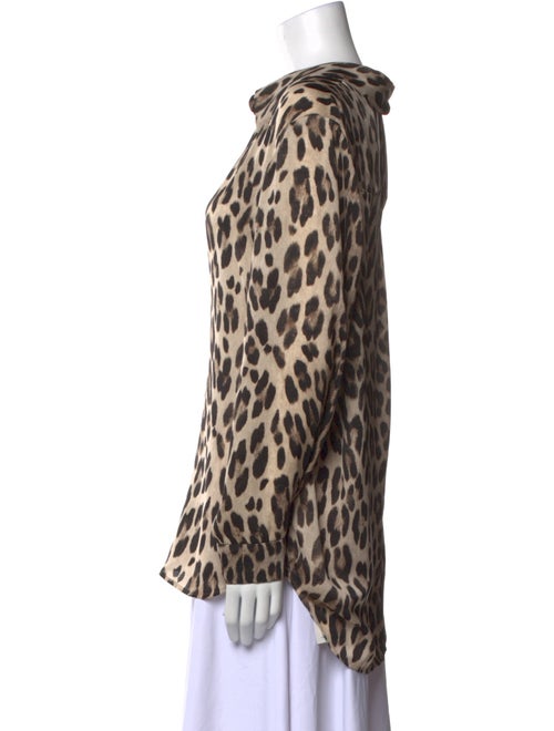 L'Agence Animal Print Long Sleeve Button-Up Top