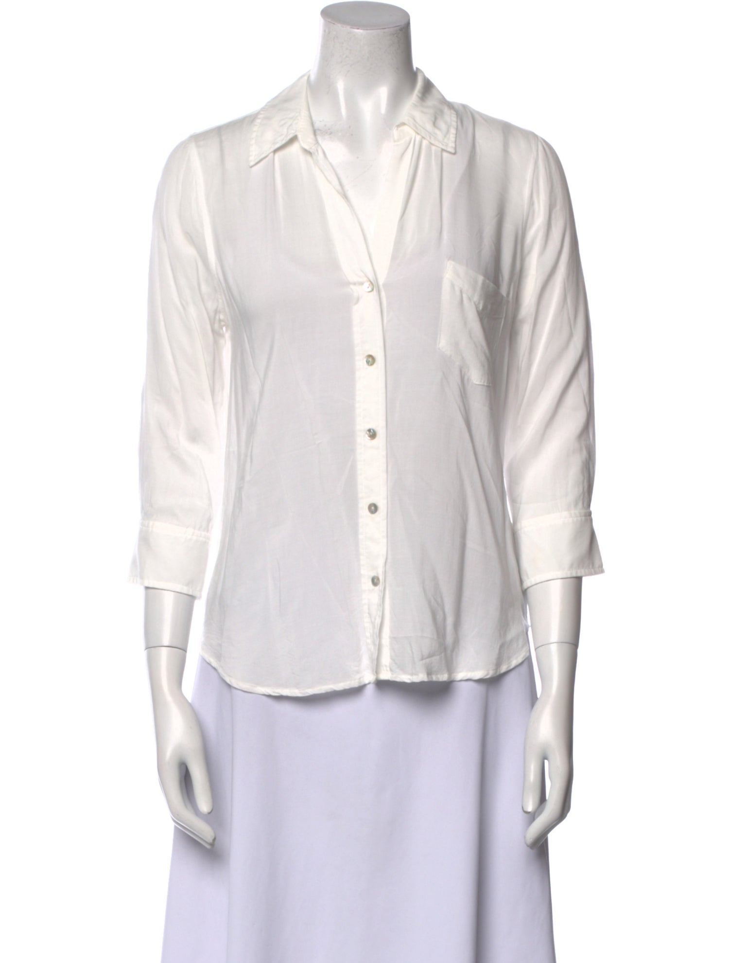 L'Agence Three-Quarter Sleeve Button-Up Top