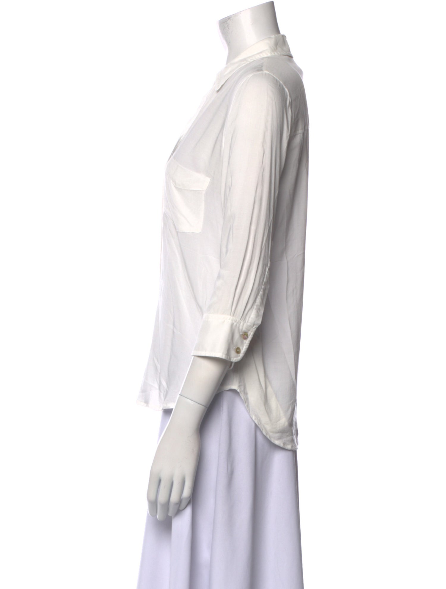 L'Agence Three-Quarter Sleeve Button-Up Top