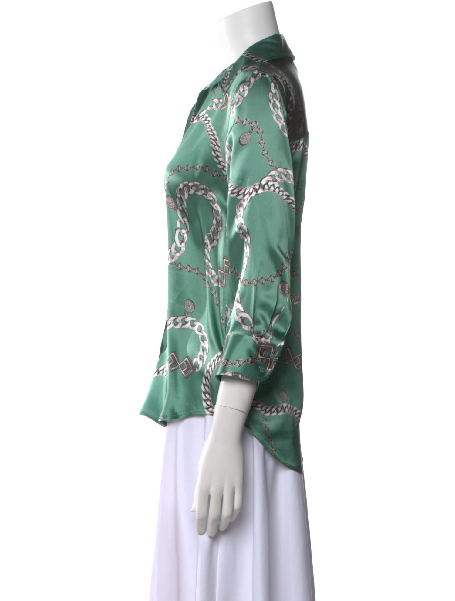 L'Agence Silk Printed Button-Up Top