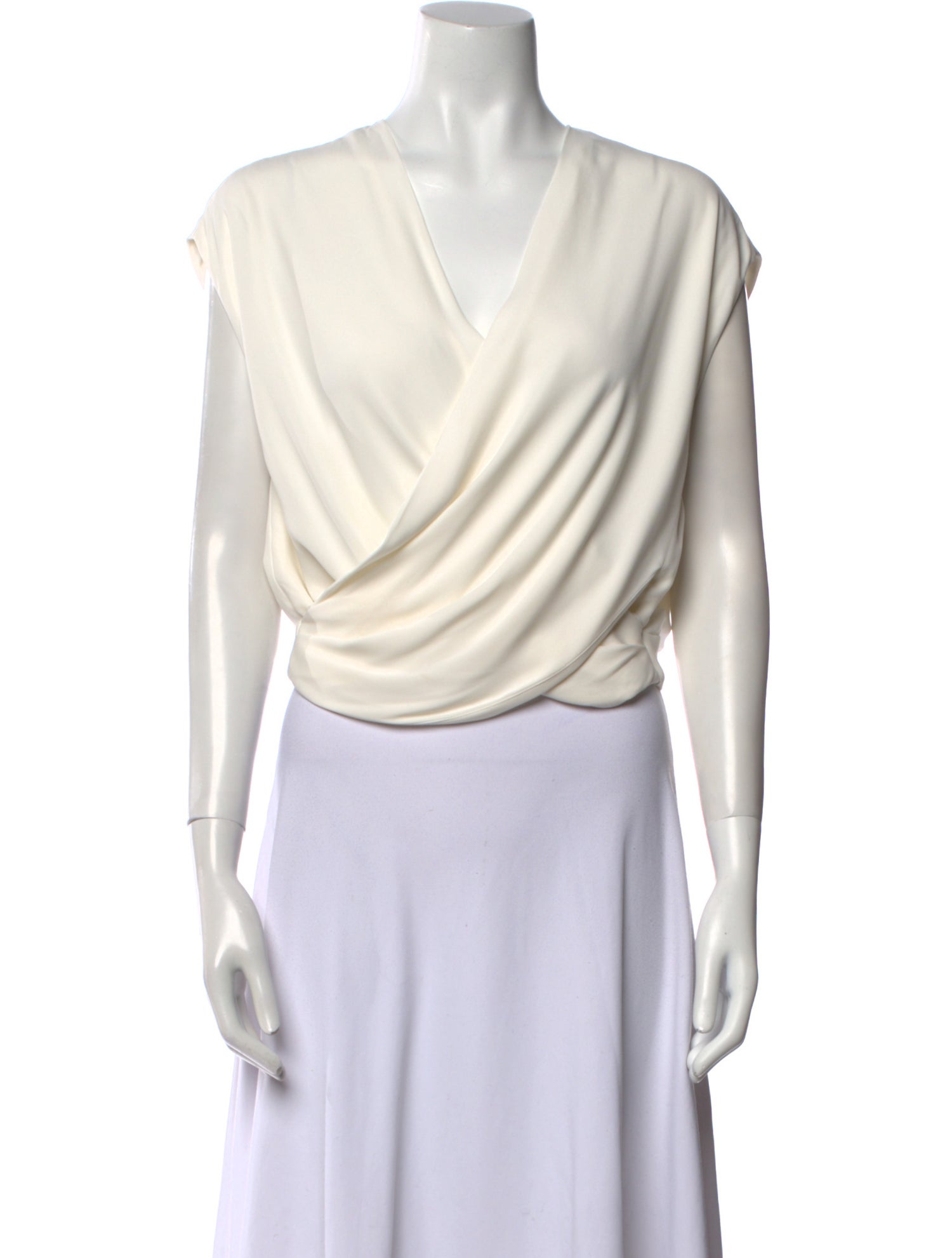 L'Agence V-Neck Short Sleeve Crop Top