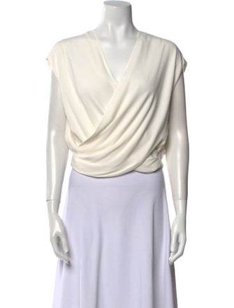 L'Agence V-Neck Short Sleeve Crop Top