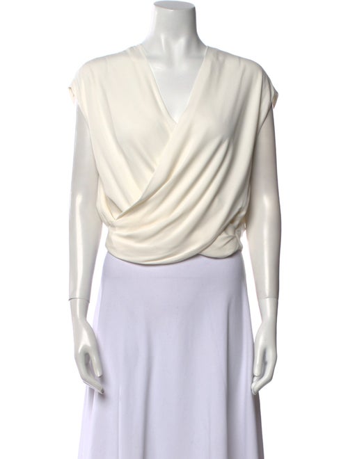 L'Agence V-Neck Short Sleeve Crop Top