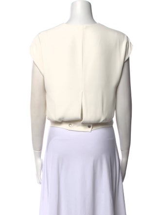 L'Agence V-Neck Short Sleeve Crop Top