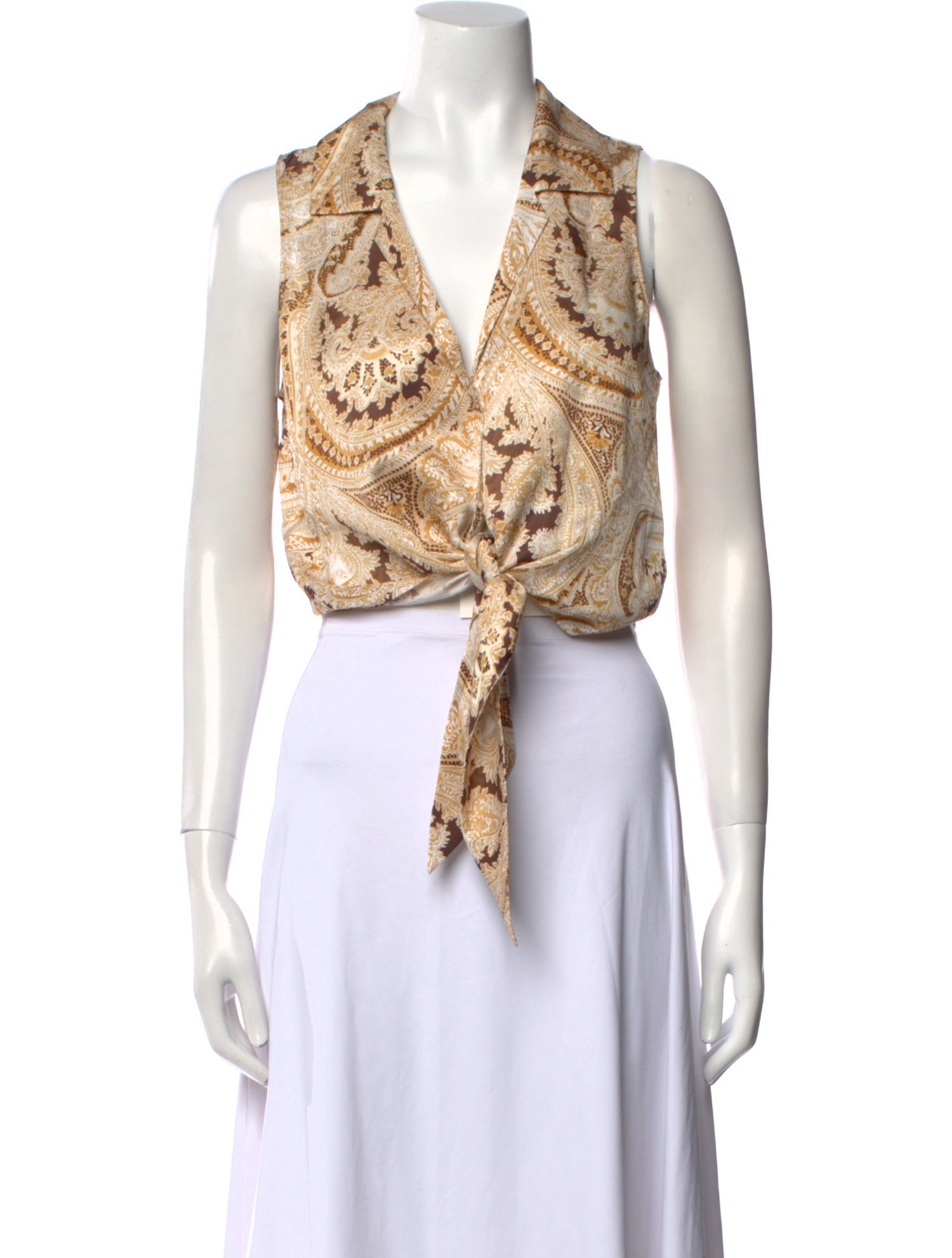 L'Agence Paisley Print V-Neck Crop Top w/ Tags