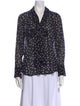 L'Agence Polka Dot Print Tie Neck Button-Up Top