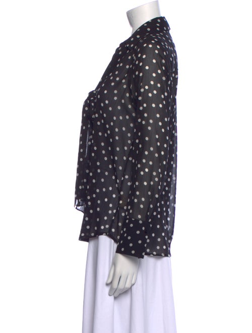L'Agence Polka Dot Print Tie Neck Button-Up Top