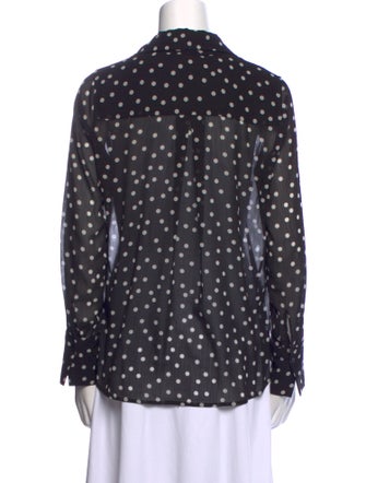L'Agence Polka Dot Print Tie Neck Button-Up Top