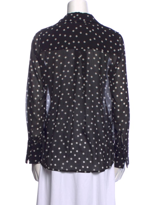 L'Agence Polka Dot Print Tie Neck Button-Up Top