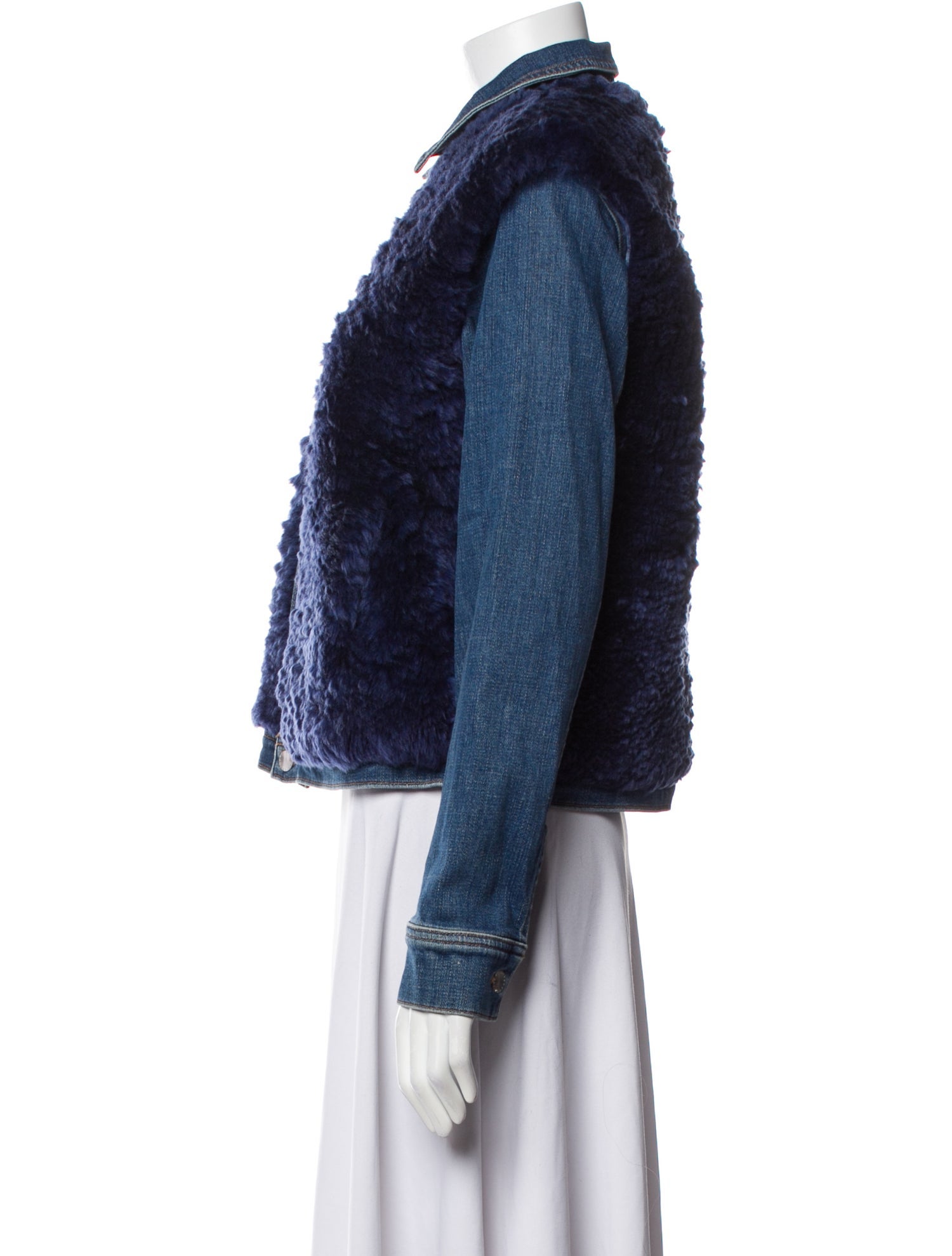 L'Agence Denim Jacket with Lamb Fur