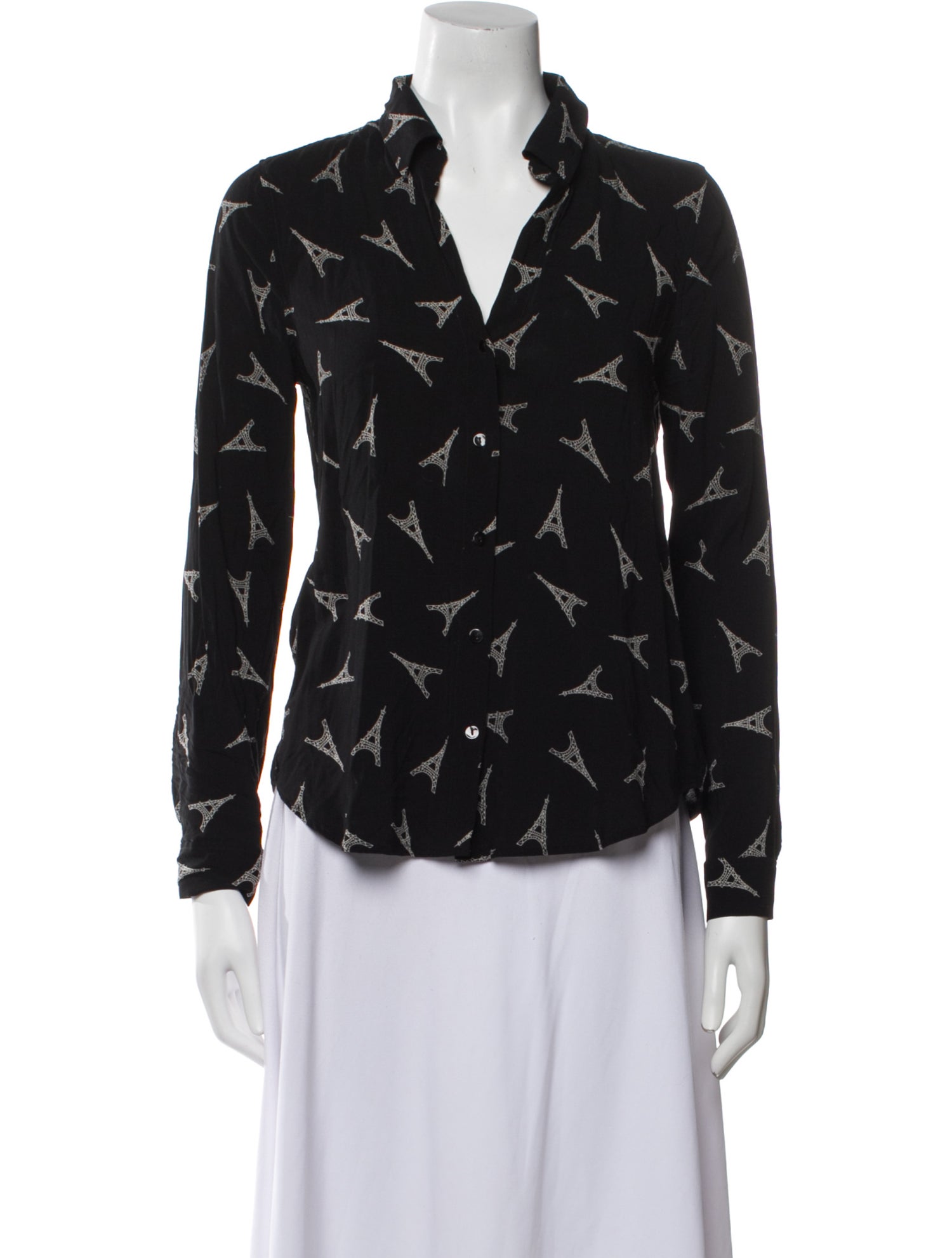 L'Agence Printed Long Sleeve Button-Up Top