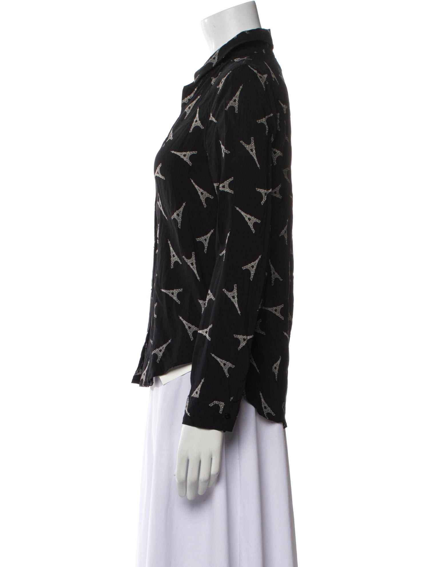 L'Agence Printed Long Sleeve Button-Up Top