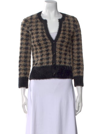 L'Agence Plaid Print V-Neck Sweater