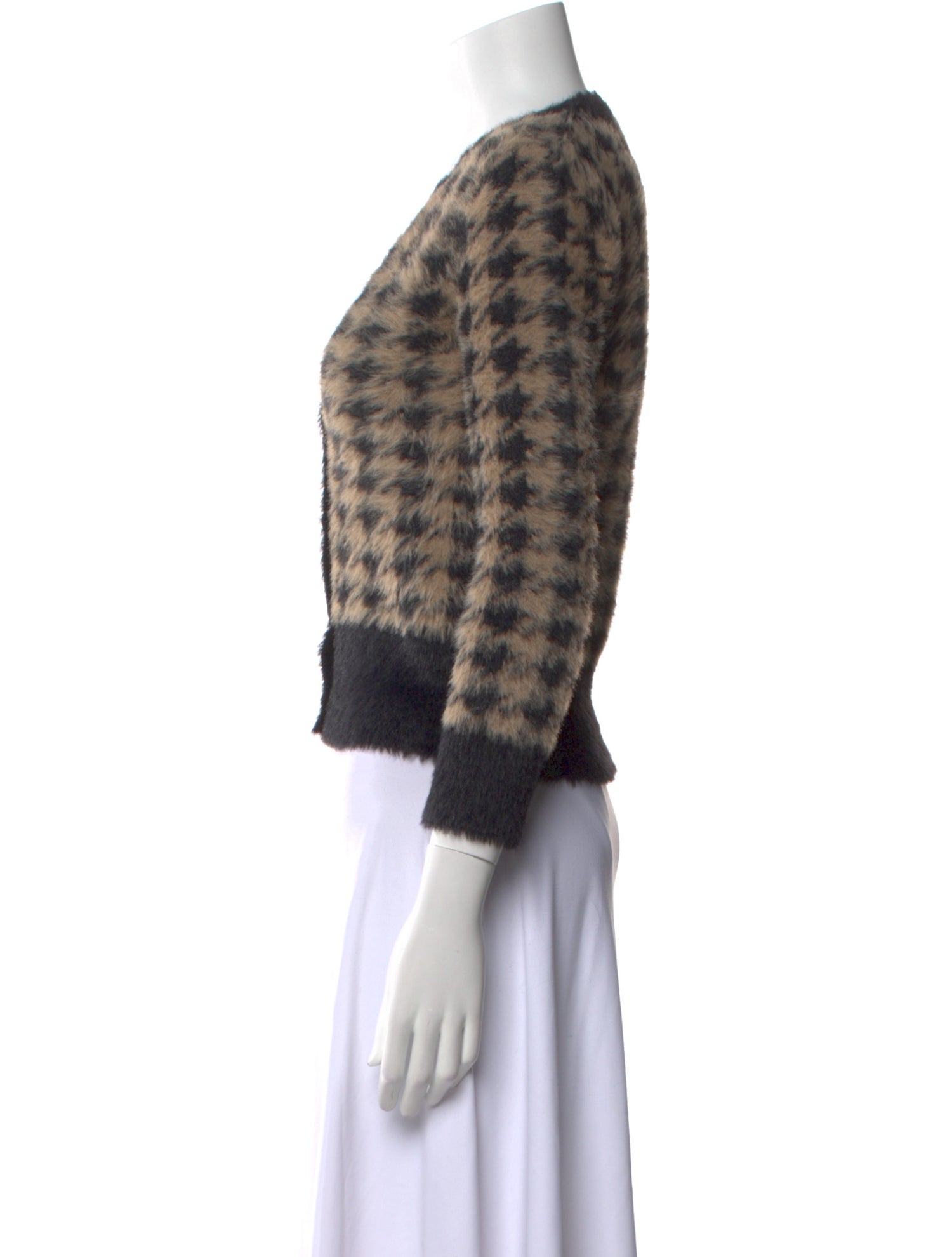 L'Agence Plaid Print V-Neck Sweater