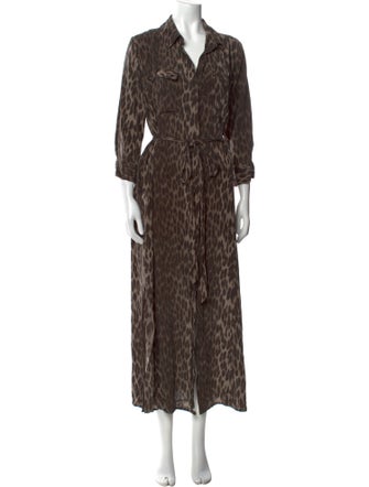 L'Agence Animal Print Long Dress