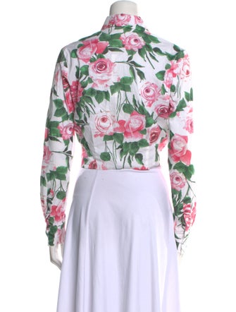 L'Agence Floral Print Long Sleeve Button-Up Top