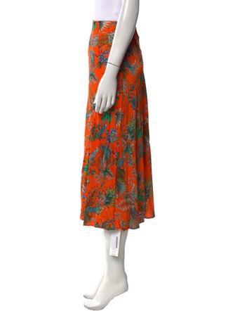 L'Agence Floral Print Midi Length Skirt