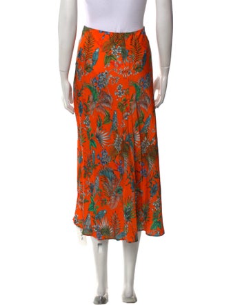 L'Agence Floral Print Midi Length Skirt