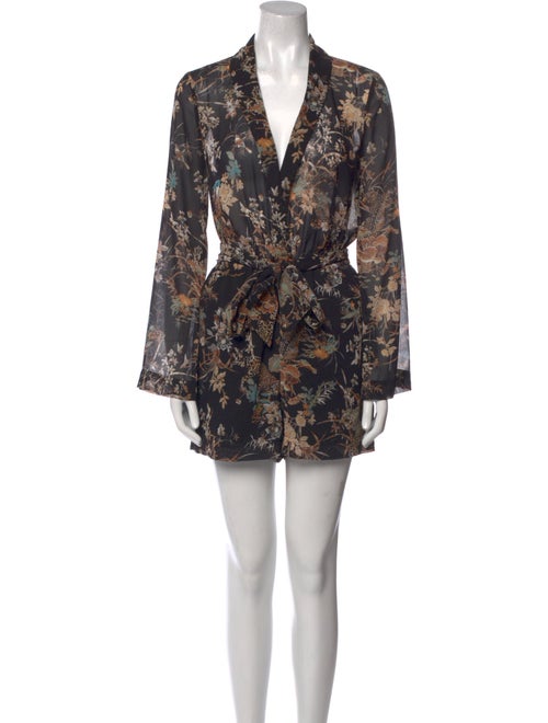 L'Agence Printed Plunge Neckline Romper