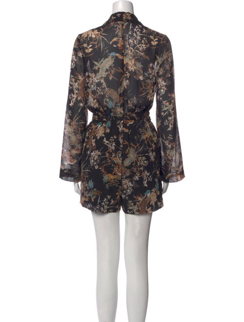 L'Agence Printed Plunge Neckline Romper