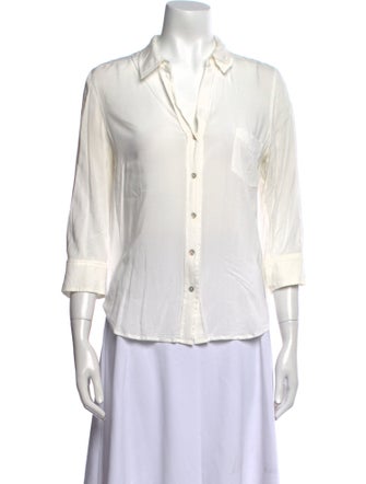 L'Agence Three-Quarter Sleeve Button-Up Top