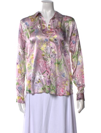 L'Agence Silk Floral Print Top