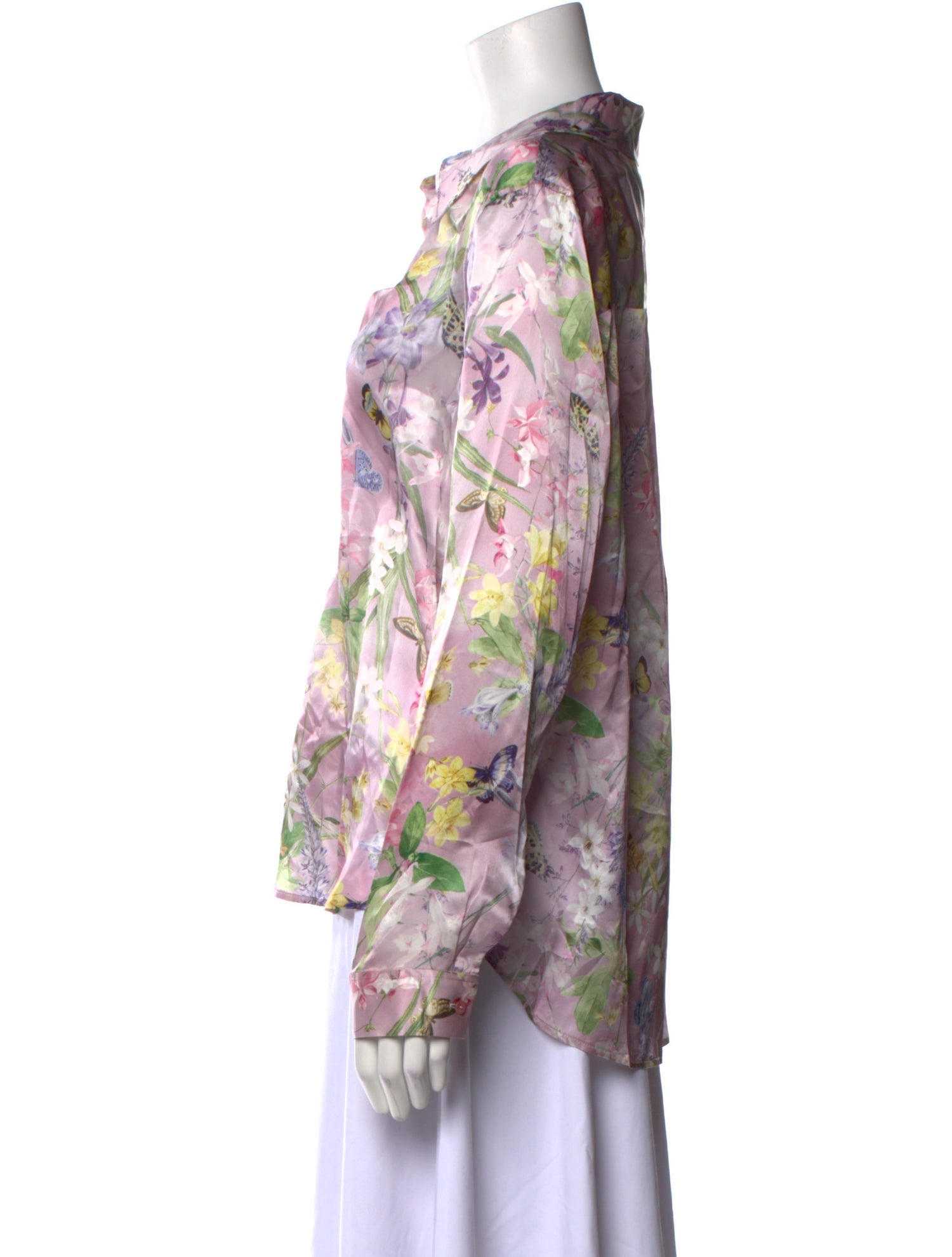 L'Agence Silk Floral Print Top