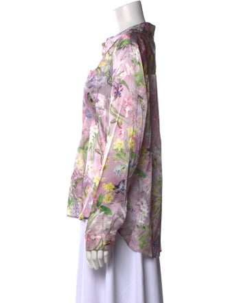L'Agence Silk Floral Print Top