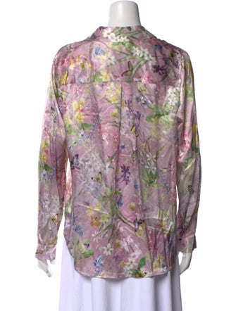L'Agence Silk Floral Print Top