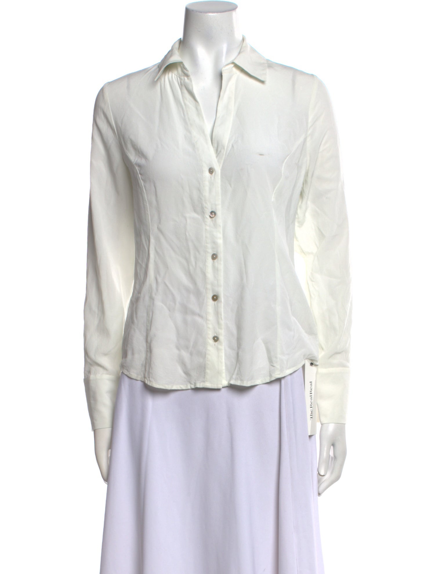 L'Agence Silk Long Sleeve Button-Up Top
