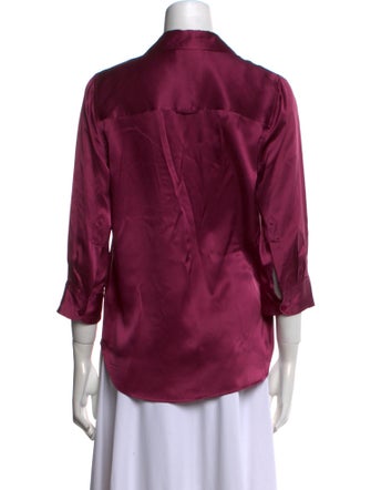 L'Agence Silk Three-Quarter Sleeve Button-Up Top