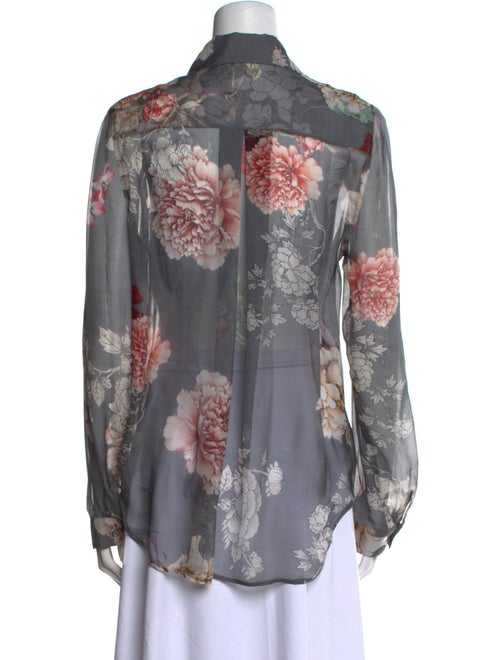 L'Agence Silk Floral Print Button-Up Top