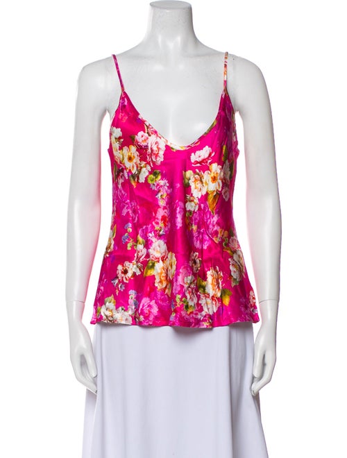 L'Agence Floral Print V-Neck Top