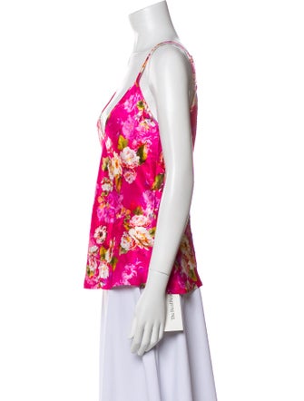 L'Agence Floral Print V-Neck Top