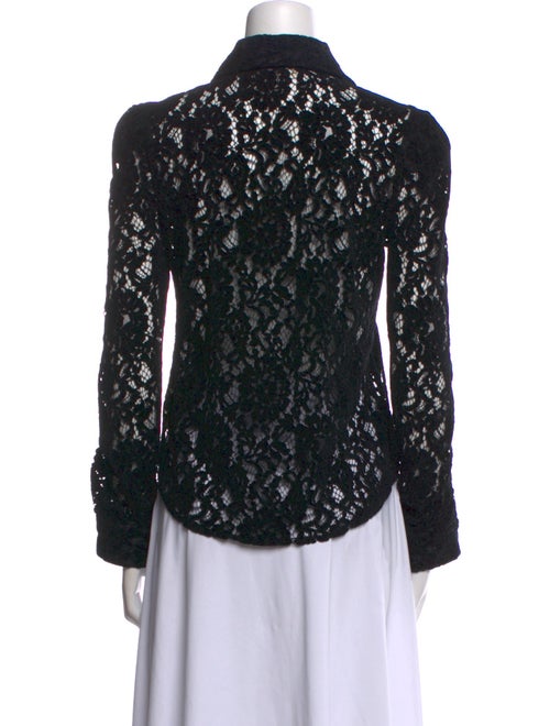 L'Agence Lace Pattern Long Sleeve Button-Up Top