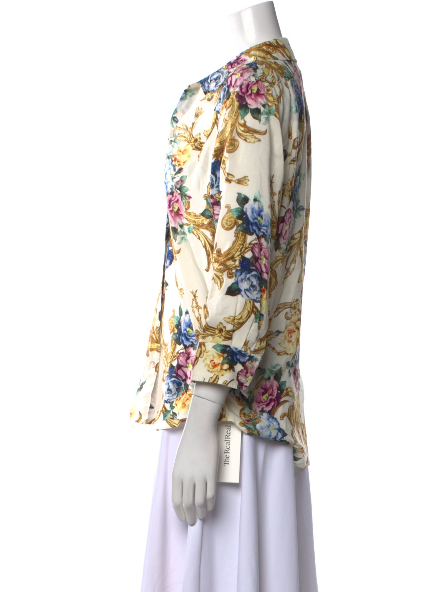 L'Agence Floral Print Three-Quarter Sleeve Blouse