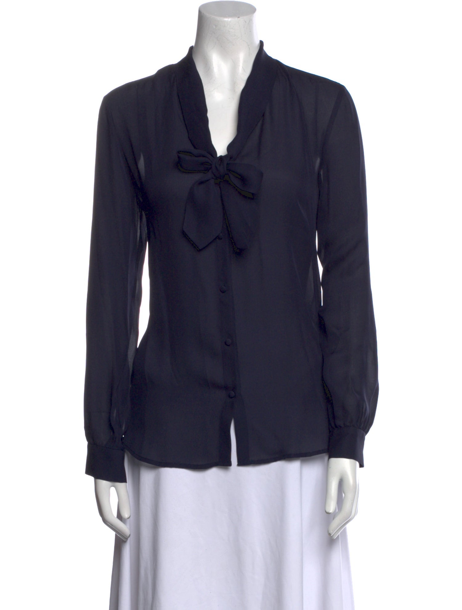 L'Agence Silk V-Neck Button-Up Top w/ Tags