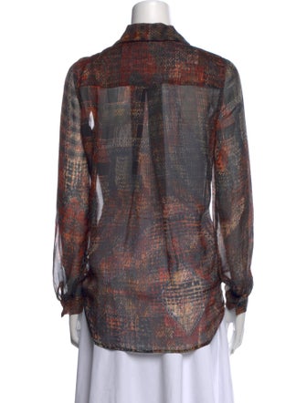 L'Agence Silk Plaid Print Button-Up Top