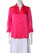 L'Agence Silk Three-Quarter Sleeve Button-Up Top