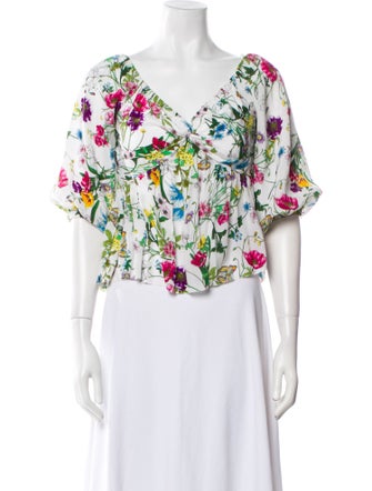 L'Agence Silk Floral Print Crop Top