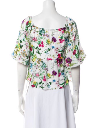 L'Agence Silk Floral Print Crop Top