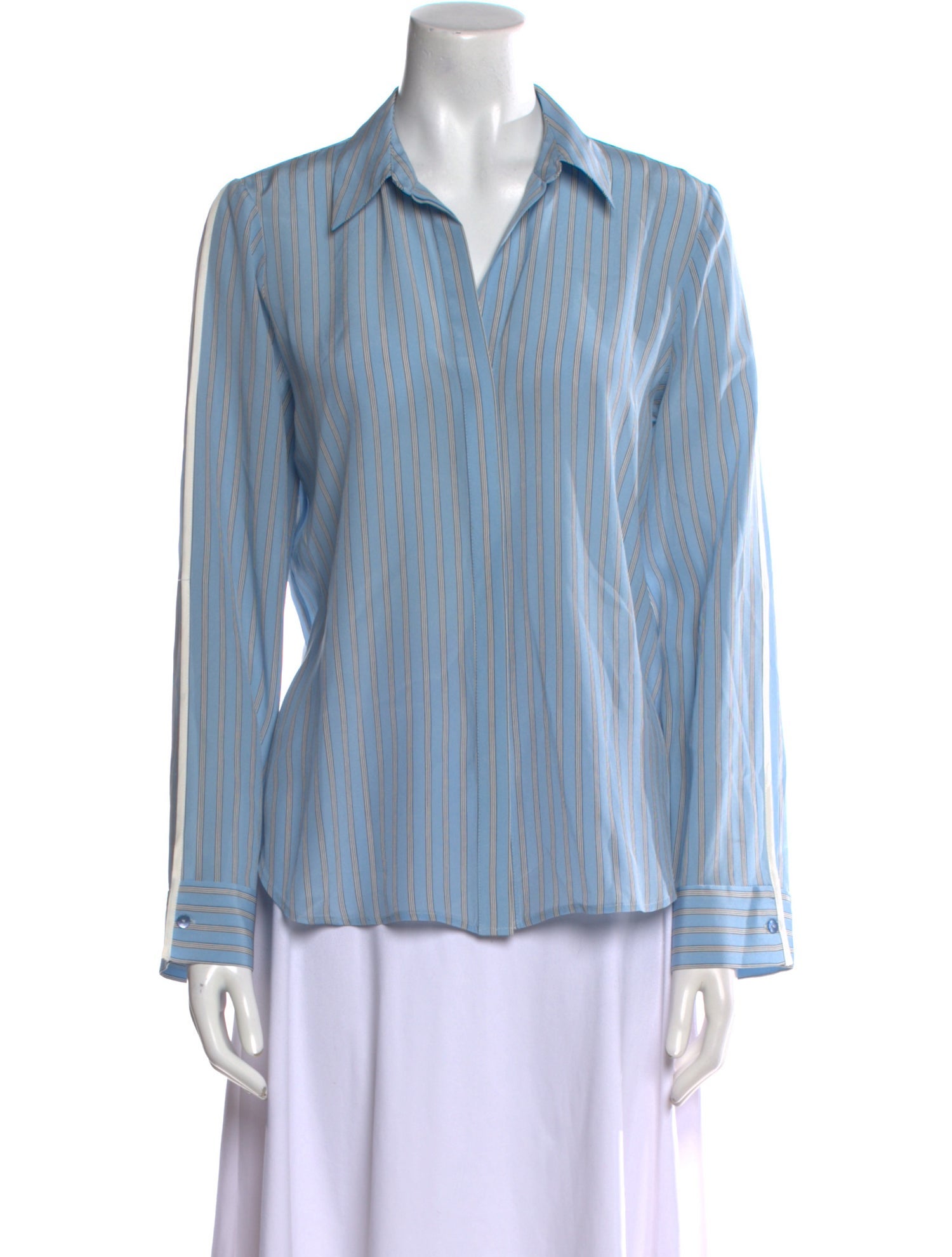 L'Agence Silk Striped Button-Up Top