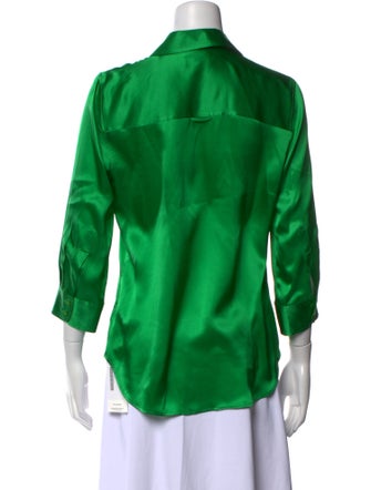 L'Agence Silk Three-Quarter Sleeve Button-Up Top