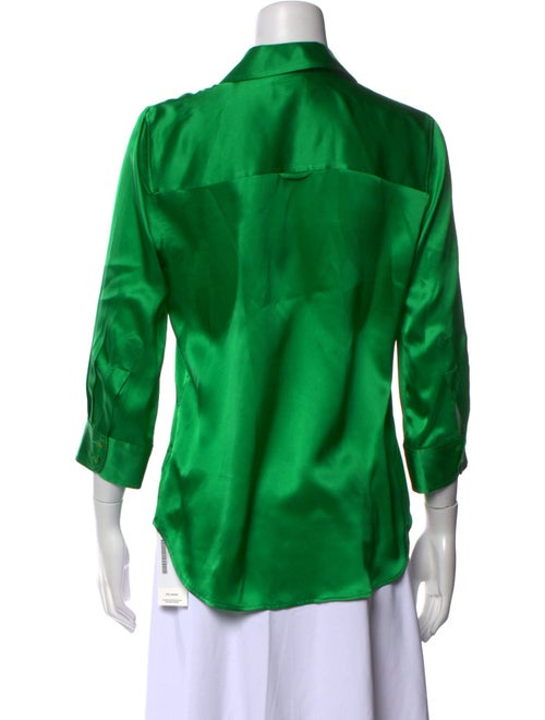L'Agence Silk Three-Quarter Sleeve Button-Up Top