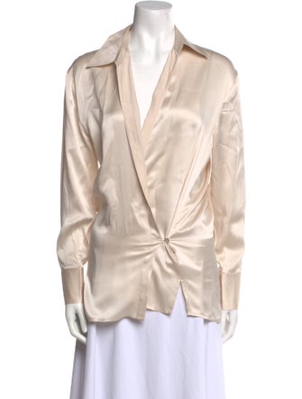 L'Agence Silk Long Sleeve Button-Up Top