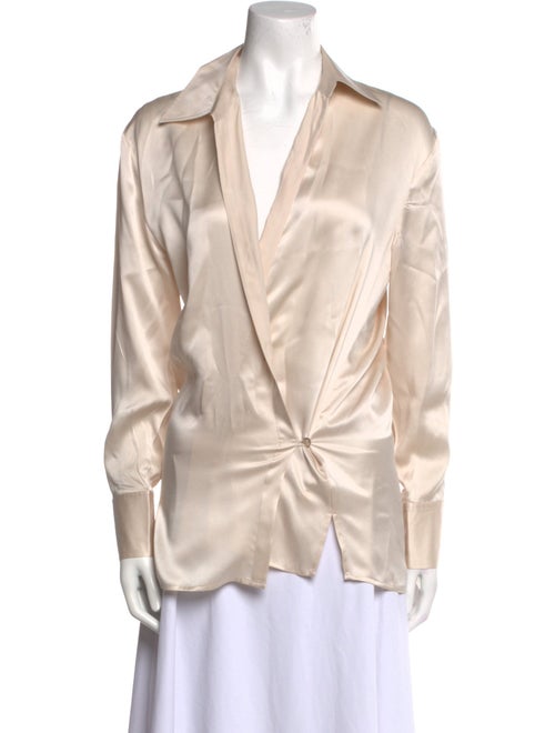 L'Agence Silk Long Sleeve Button-Up Top