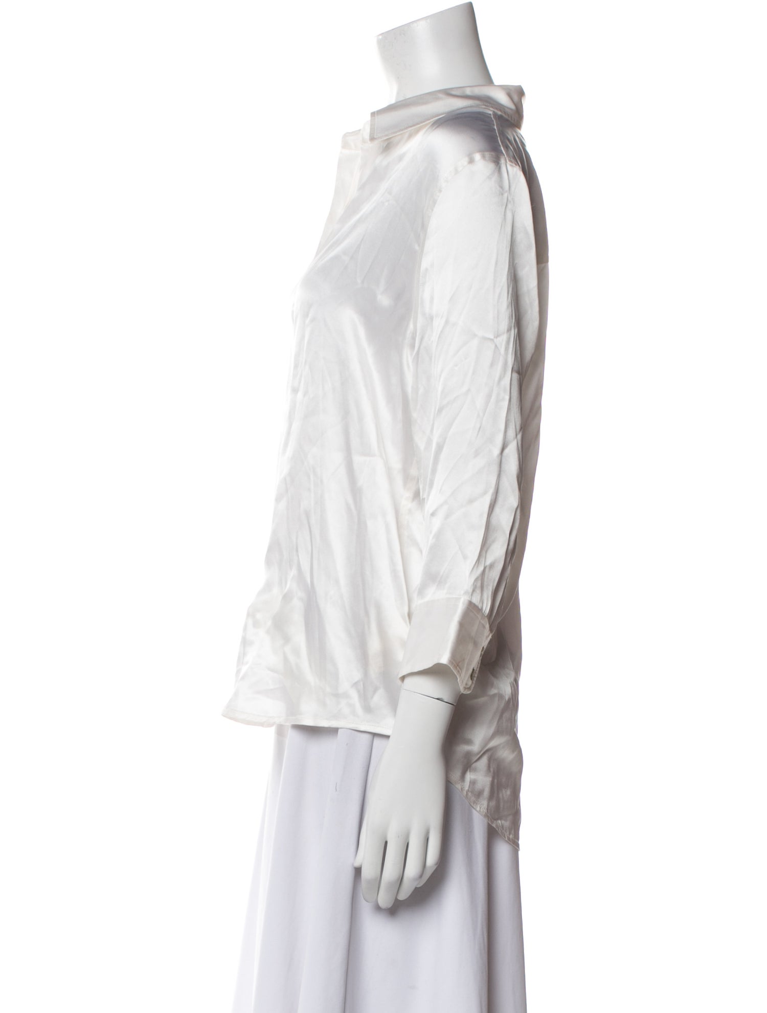 L'Agence Silk V-Neck Button-Up Top