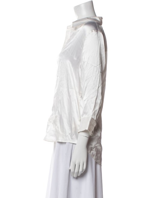 L'Agence Silk V-Neck Button-Up Top