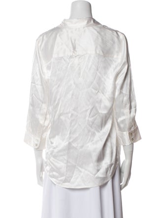 L'Agence Silk V-Neck Button-Up Top